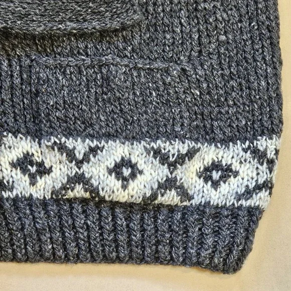 Camp Kitschy Knit Gray Chunky Wool Open Front Belt Starsky Cardigan Size 52 NWT
